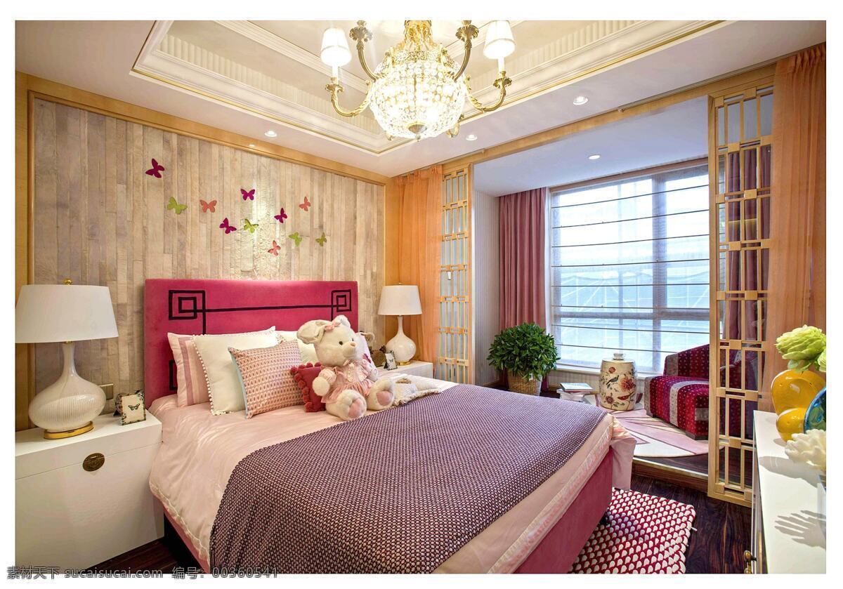 粉色 甜美 可爱 温馨 中式 风格 卧室 装修 效果图 中式风格 卧室装修