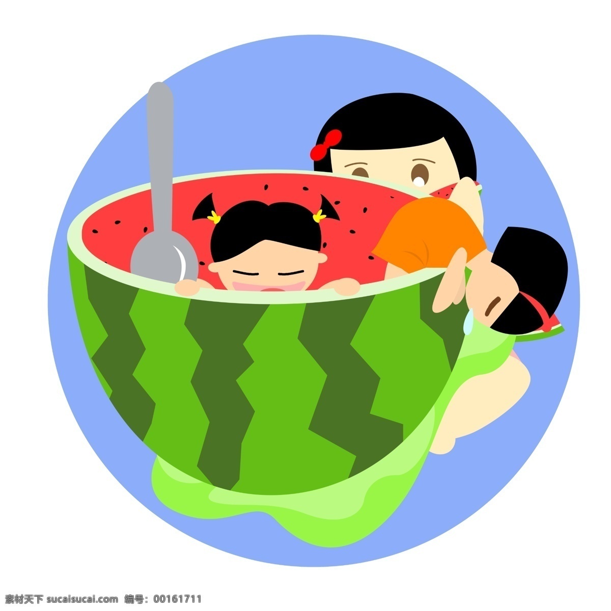 吃 西瓜 人物 夏至 清凉 夏季 二十四节气 吃西瓜