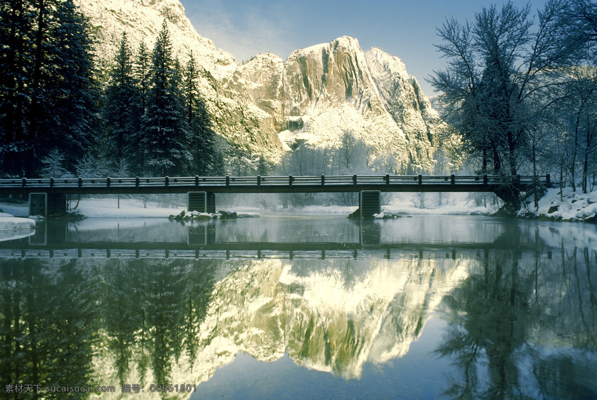 冬日 雪景 倒影 自然风景 风景 山水 风景画 奇景 山水风景 优美风景画 青山 绿水 青山绿水 湖泊 绿色森林 冬天 冬天景象 桥 雪景图片 风景图片