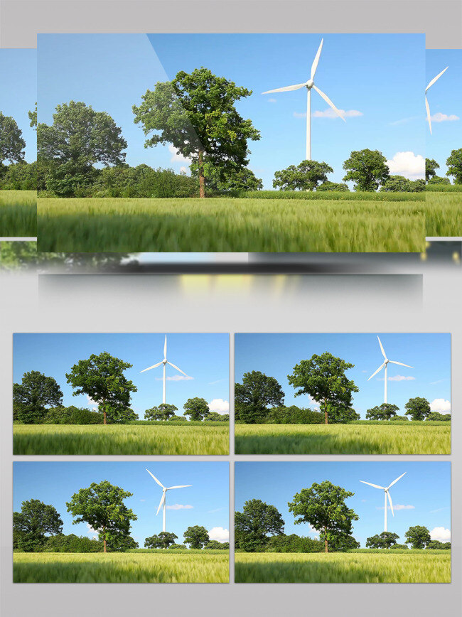 新能源 蓝天 绿地 风车 发电 风车发电 绿色能源 草地