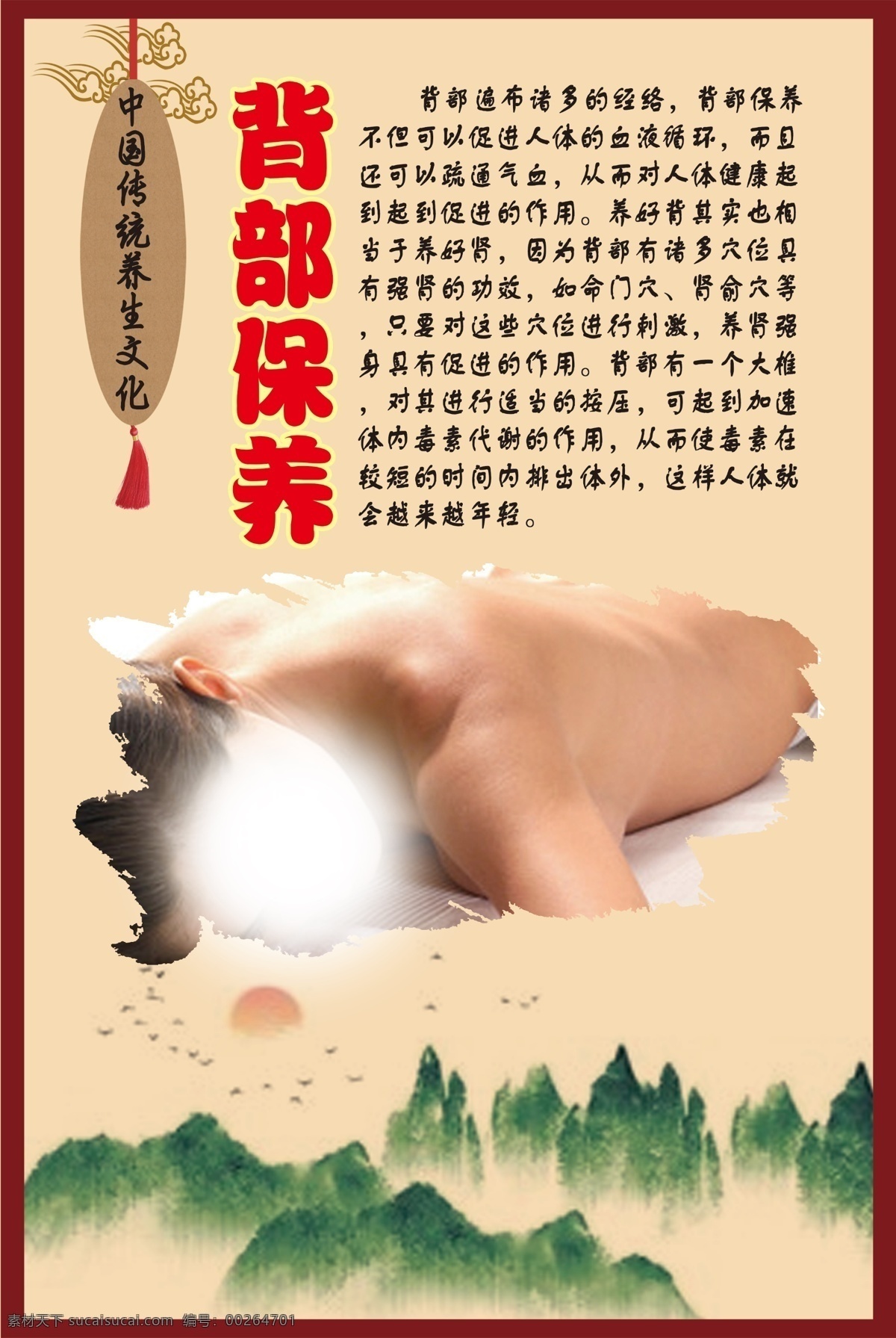 中华 传统 养生 文化 背部 保养 背部保养 传 展板模板