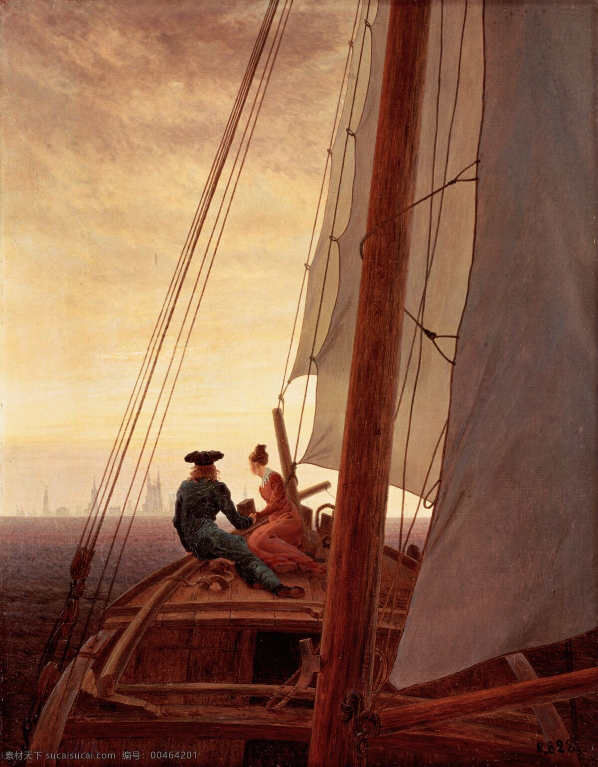 大卫 绘画书法 文化艺术 油画 油画帆船 一艘帆船 圣 归隐 圣彼得堡 德国画家 卡斯帕尔 弗里德里希 家居装饰素材