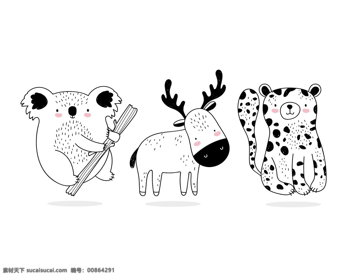 手绘可爱动物 手绘 卡通 动物 可爱 动物卡片 动物素材 卡通动物生物 卡通设计