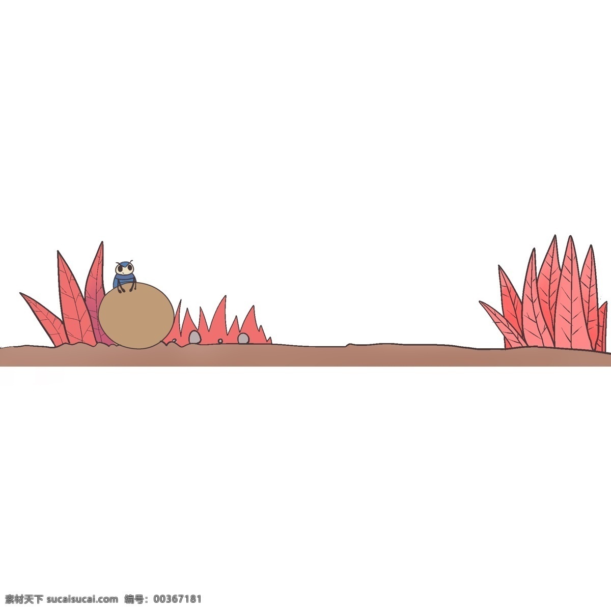 红色 植物 分割线 插画 手绘 卡通 装饰 动物分割线 分割线插画