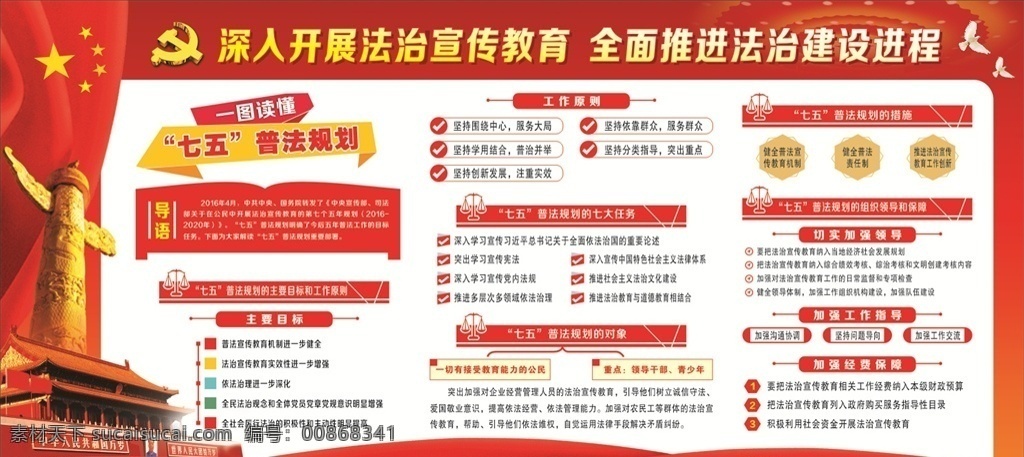 七五普法 法制建设展板 党建 党建展板背景 天安门 华表 政府展板 学校素材 展板模板