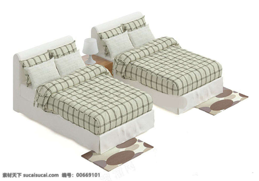 家具 组合 模型 模板下载 双人床 枕头 床垫 床 卧室 抽屉 max 白色