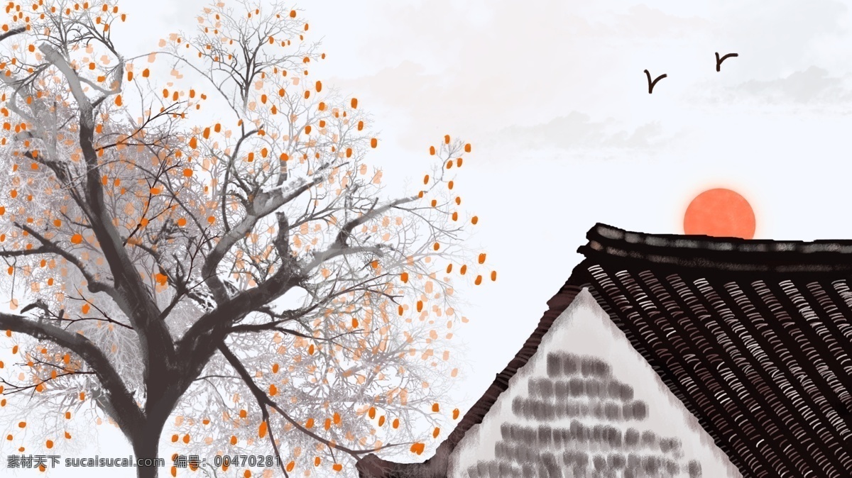 中国 风 建筑 插画 中国风 古镇 水墨 手绘 城墙 唯美 背景图 设计素材 环境设计 建筑设计 古风建筑插画