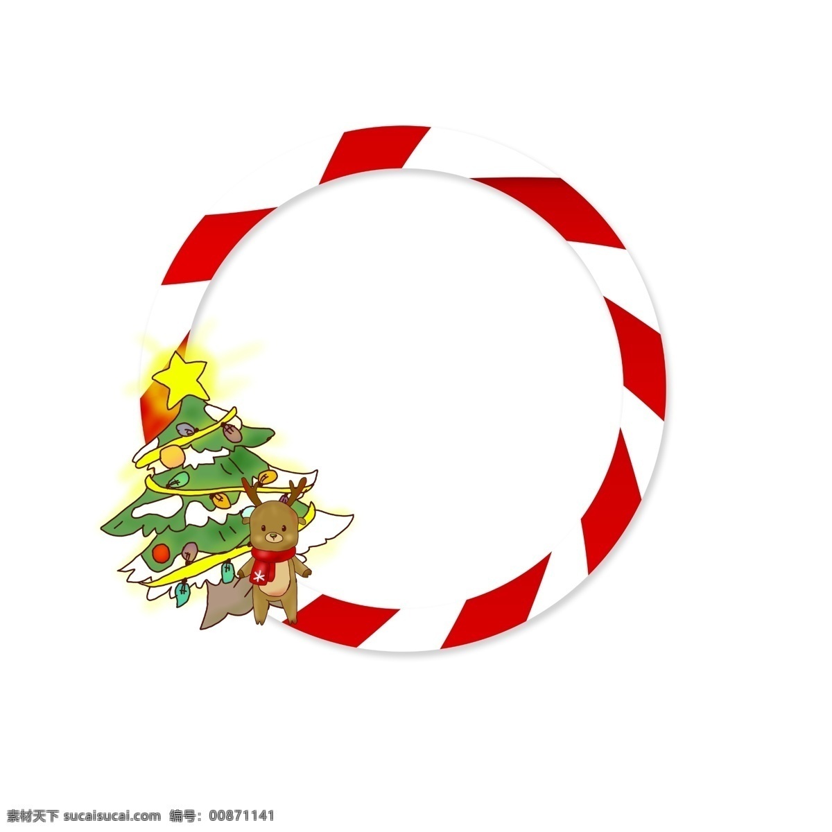 圣诞节 手绘 边框 圣诞树 麋鹿 礼物 圣诞边框 圣诞 可爱 矢量 简单 手绘边框 小麋鹿 红色