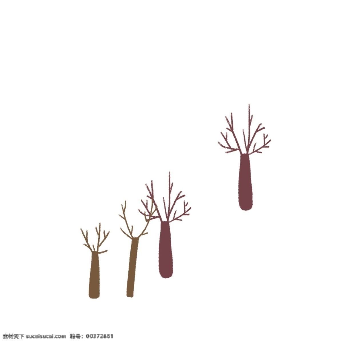 卡通 植物 树枝 免 抠 图 四棵树木 大森林 绿色植物 绿色生态 漂亮的植物 枝杆 卡通植物树枝 免抠图