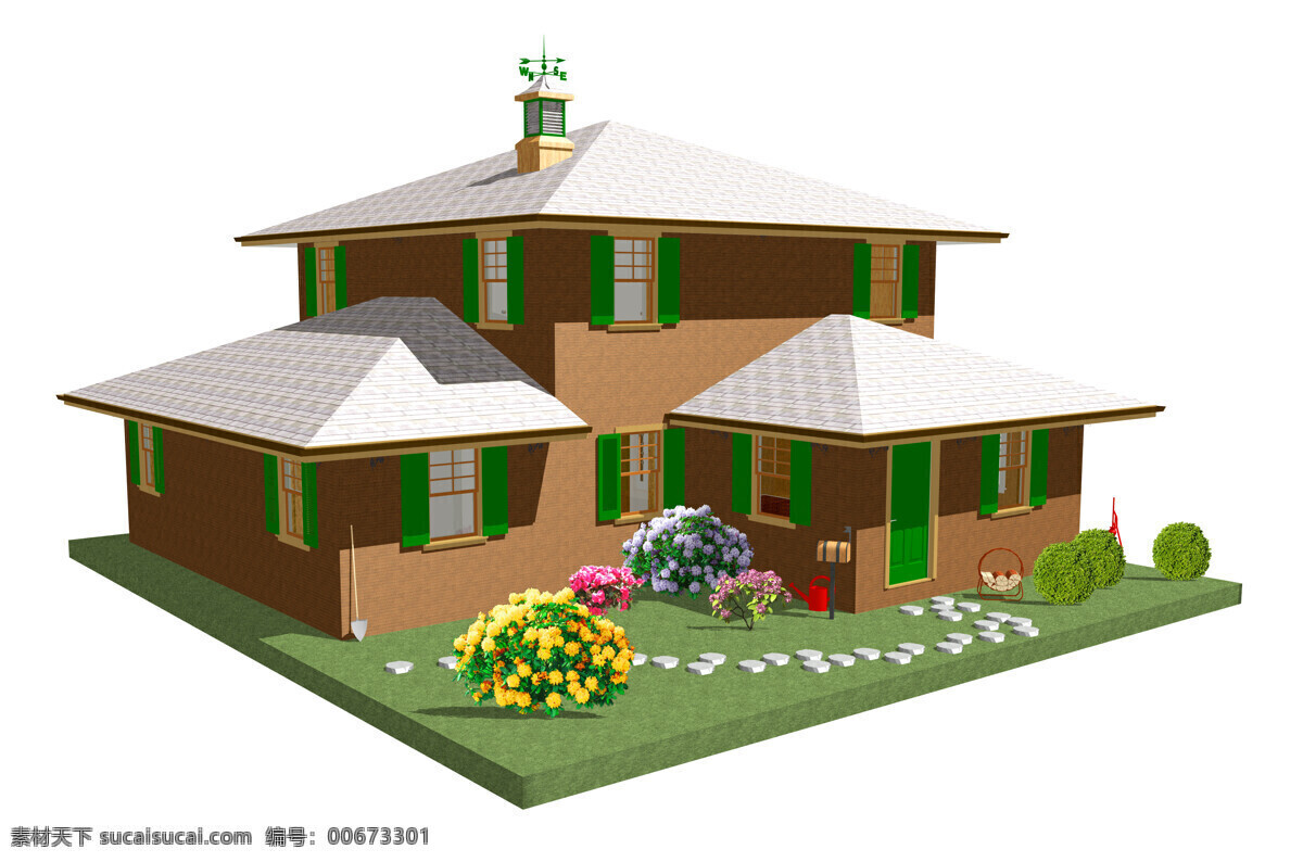 豪华别墅 别墅 草地 花朵 房子 房子模型 房子设计 3d房子 建筑 建筑设计 环境家居