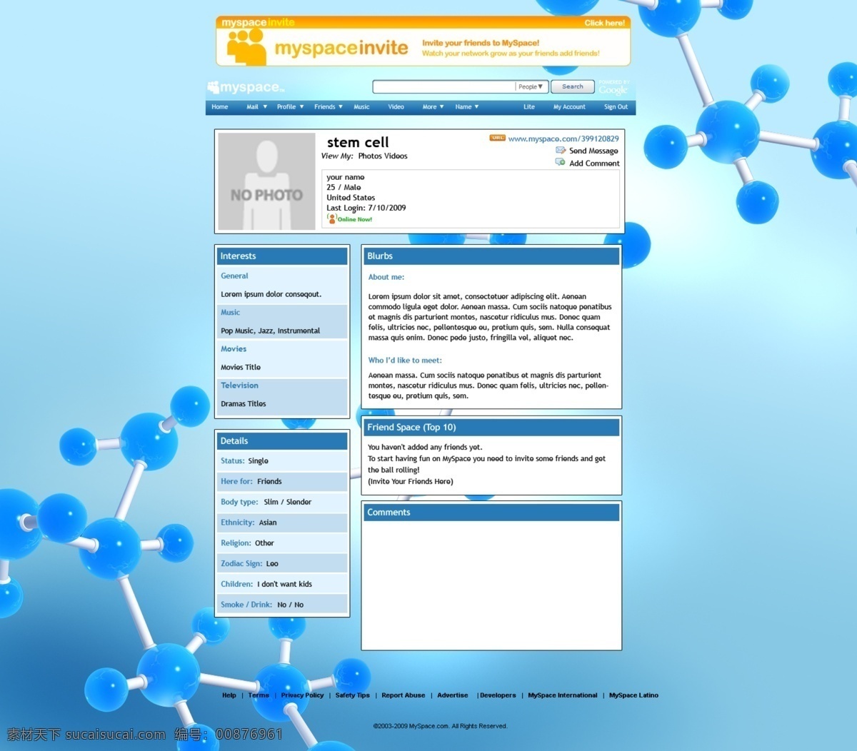 蓝色 细胞 结构 个人 网页模板 网页素材 网页代码