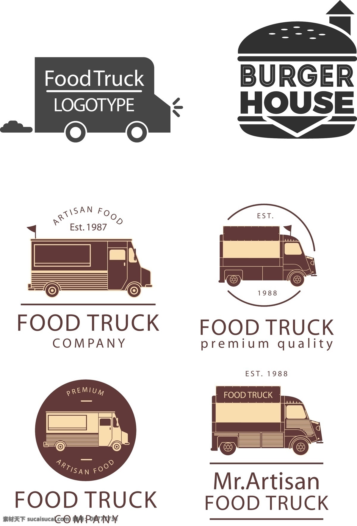 卡通 快餐 标志 矢量 卡车 餐饮 标签 矢量素材 快餐车 汉堡包 ai素材