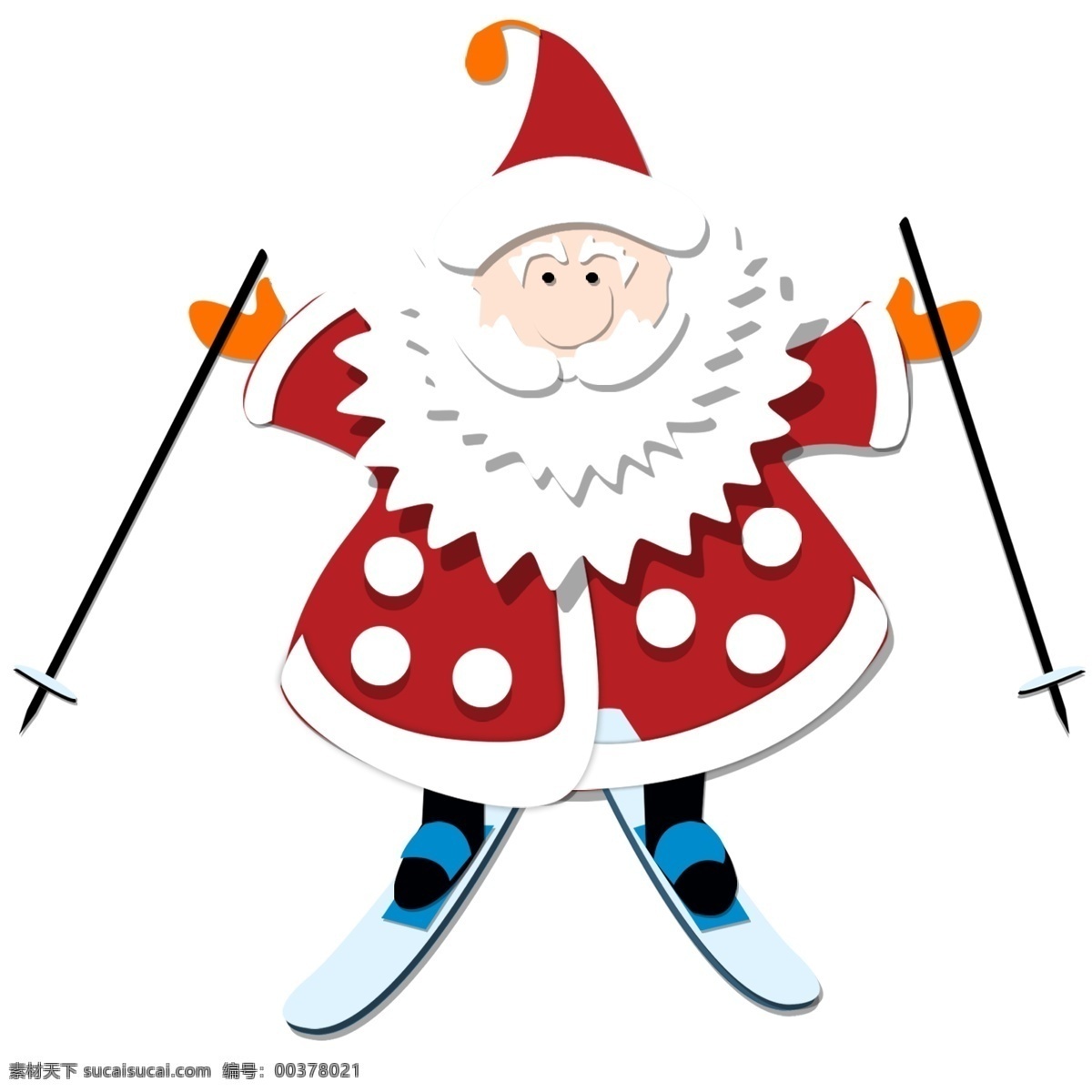 纸片 风 卡通 滑雪 圣诞老人 圣诞节 插画 纸片风 雪橇 圣诞老公公 微立体风