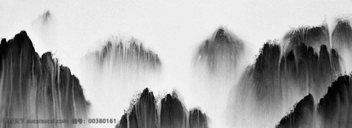 中国式 泼墨 山水 云雾 缭绕 风景画 云雾缭绕 自然景观 人文景观