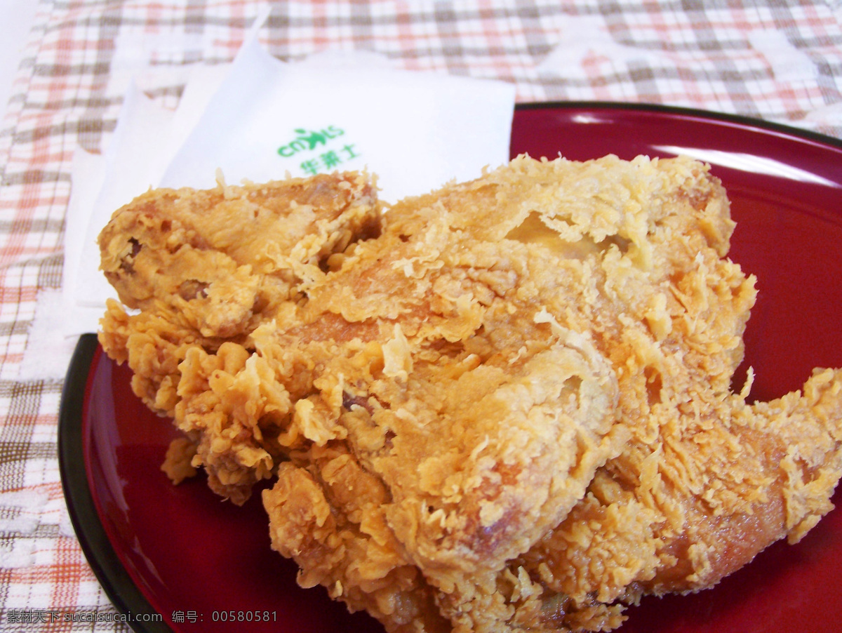 全鸡 脆皮 华莱士 桌布 方格布 盘子 香脆 脆皮全鸡 美味 西餐美食 餐饮美食