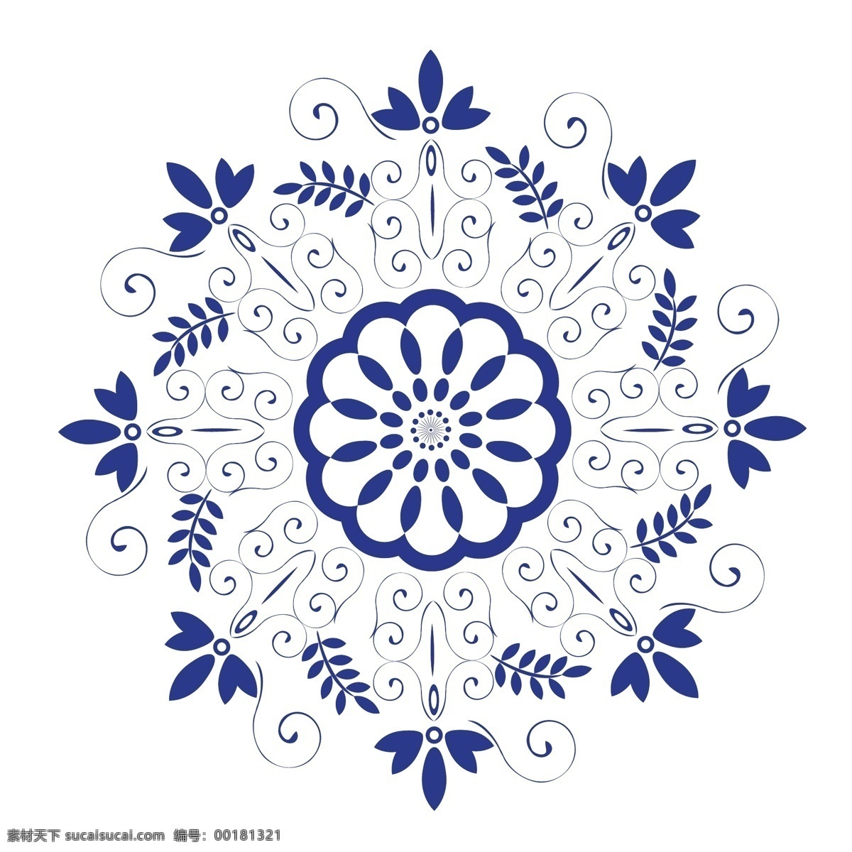 青花瓷图案 青花瓷 传统元素 花纹 中国元素 素色花纹