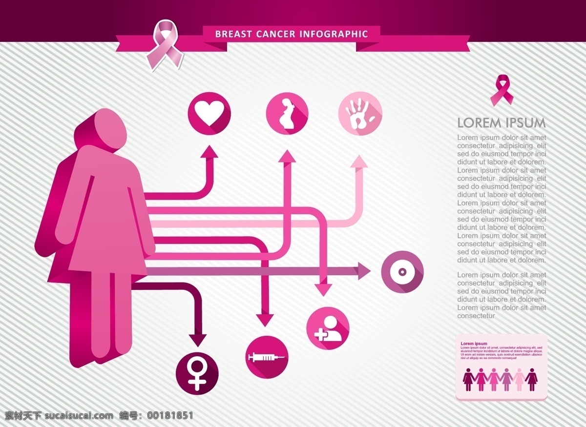 女性 乳腺癌 信息 图表 模板 矢量 信息图表