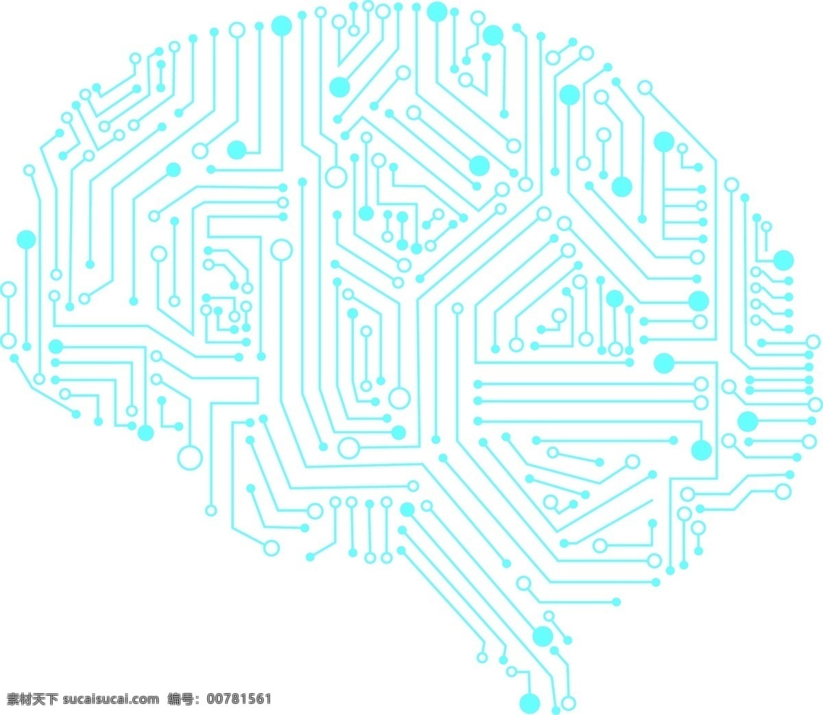 人工智能 科技 感 大脑 科技感 电路板 科技蓝 矢量图