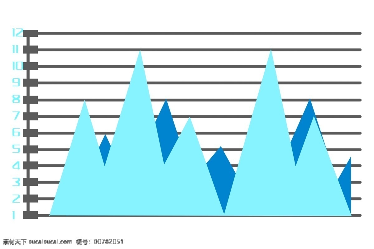 蓝色 统计 图表 插画 蓝色曲线图表 趋势图 卡通图表插画 蓝色的线条 黑色的背景板 卡通趋势图