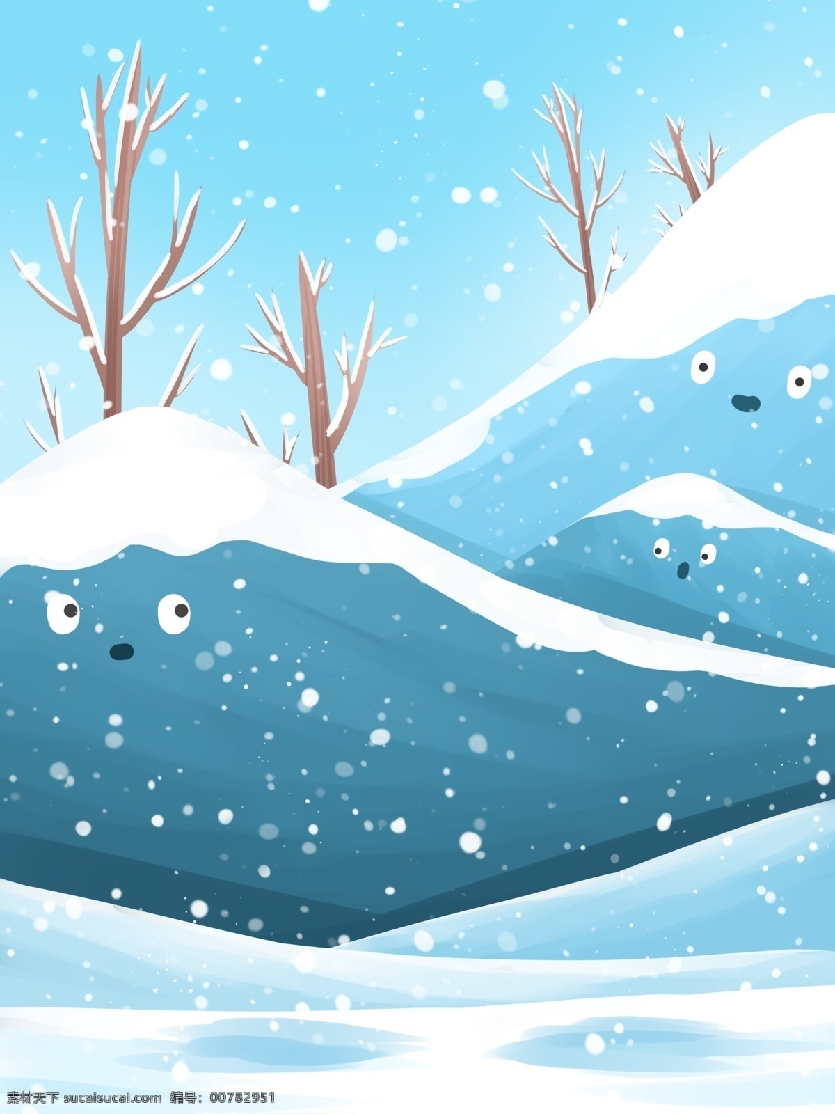 传统 冬季 节气 雪景 背景 唯美 简约蓝色 雪地 冬至背景 下雪 冬天 冬至节气 传统节气 树木