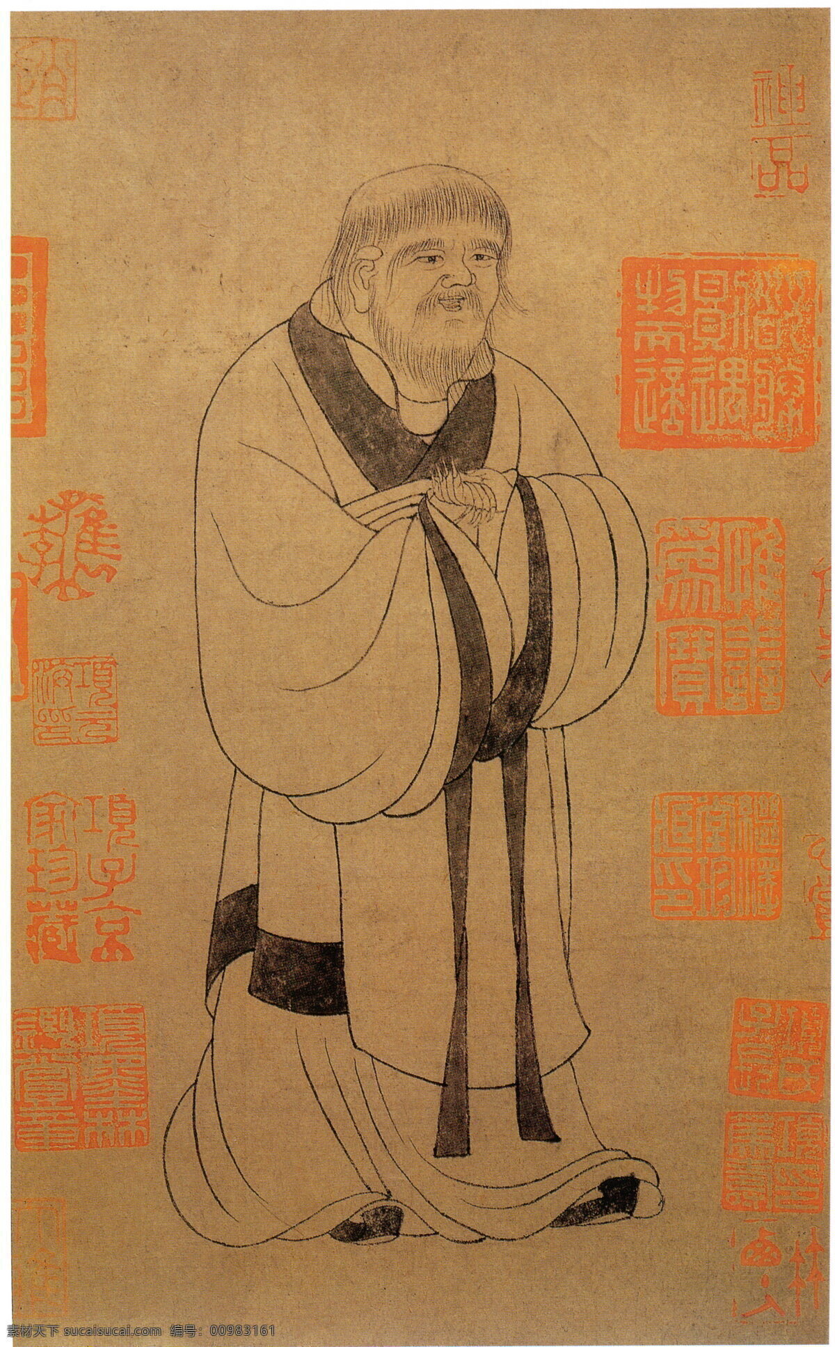 绘画书法 老子 人物画 文化艺术 设计素材 模板下载 老子像 道家人物 太上老君 元 赵孟頫