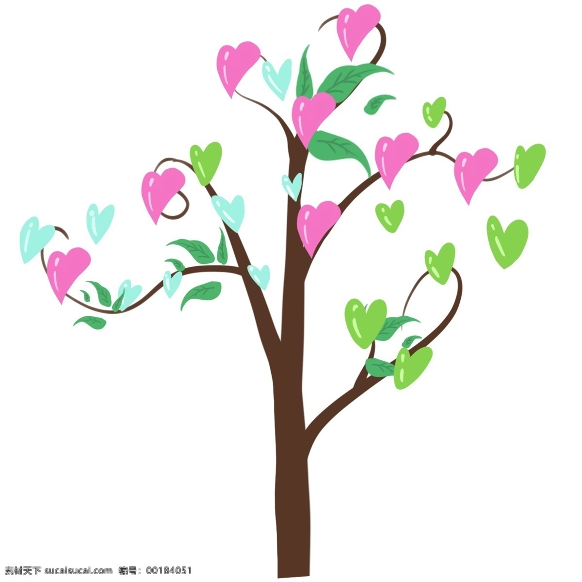 粉色 心形 小树 插画 粉色的小树 卡通插画 心形插画 心形产品 心形物品 心形小物 粉色的心形