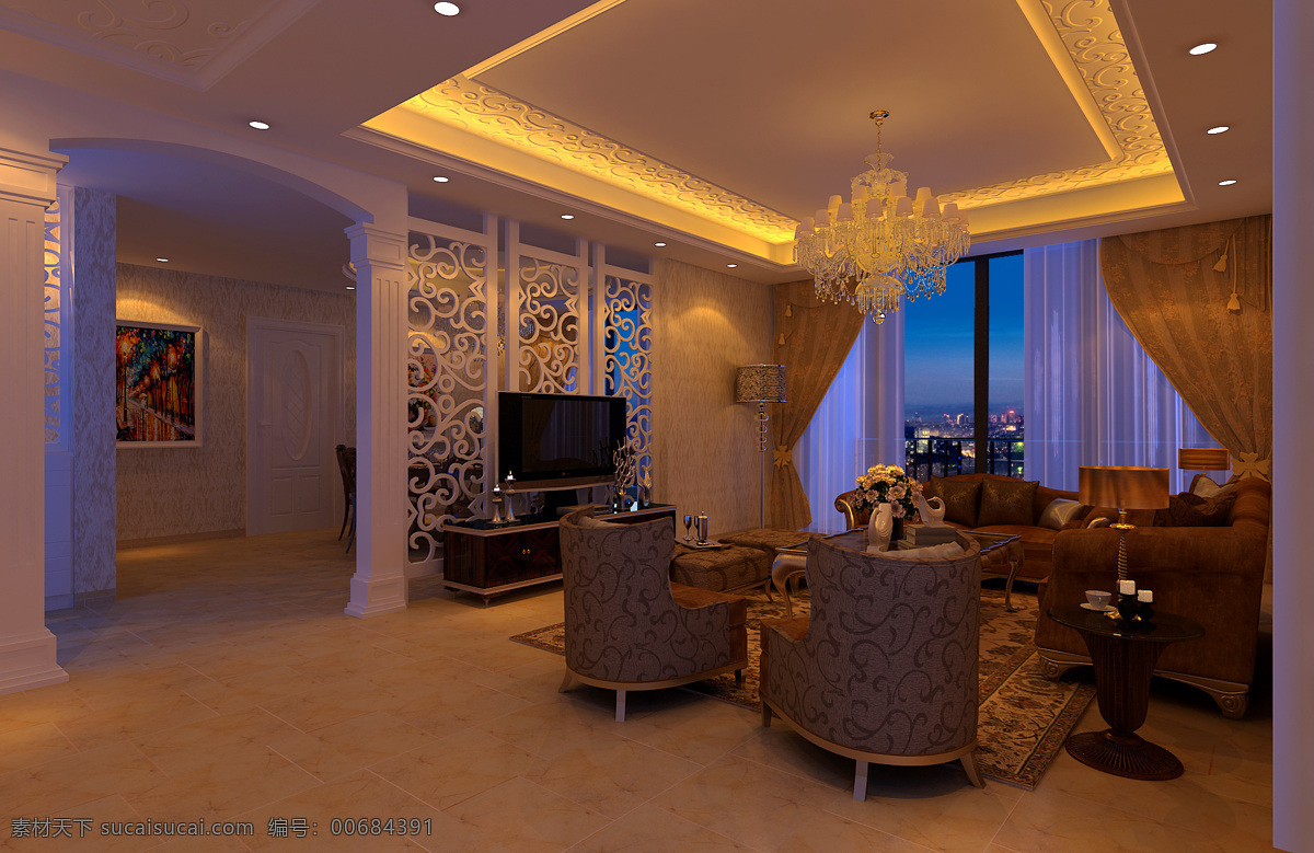 欧式 客厅 窗帘 隔断 环境设计 欧式客厅 沙发 室内设计 设计素材 模板下载 家居装饰素材