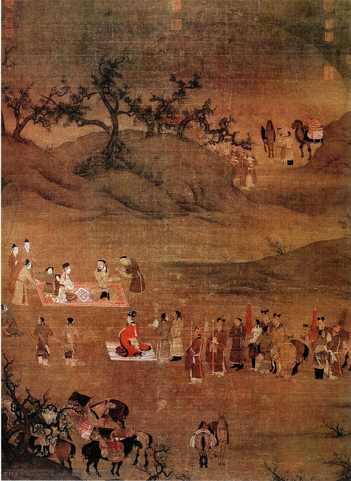 文姬归汉图 人物画 中国 古画 中国古画 设计素材 人物名画 古典藏画 书画美术 棕色