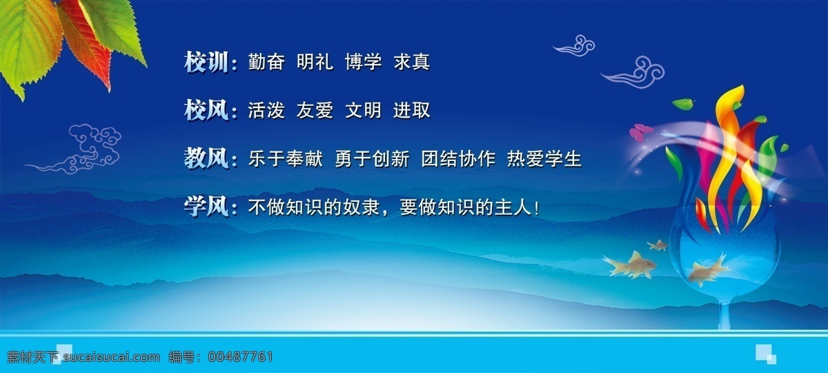 办学 目标 广告设计模板 金鱼 祥云 学校文化 学校展版 源文件 展板模板 办学目标 矢量图 其他矢量图
