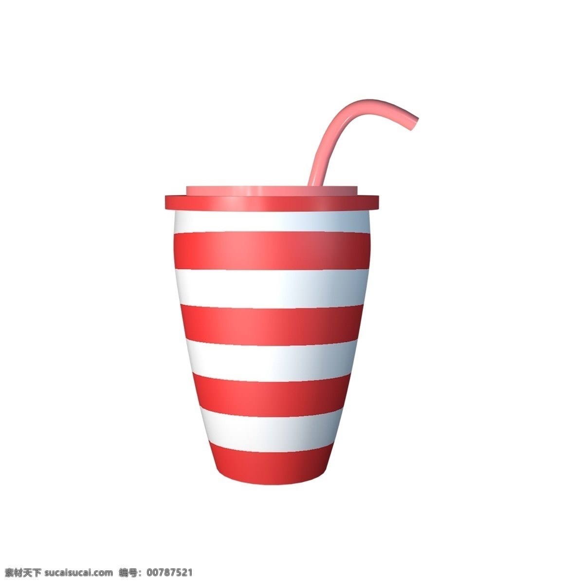 生活用品 条纹 红色 水杯 渐变 c4d 商用 元素 c4d水杯 渐变水杯 立体水杯 红色水杯