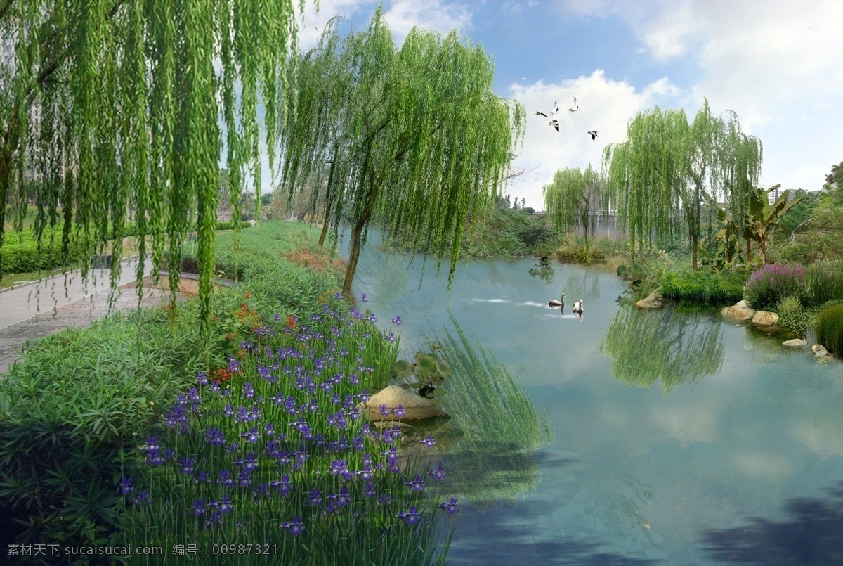 景观 河道 效果图 景观照片处理 景观效果图 河道效果图 效果图制作 绿化效果图 现场 照片 自然景观 建筑园林