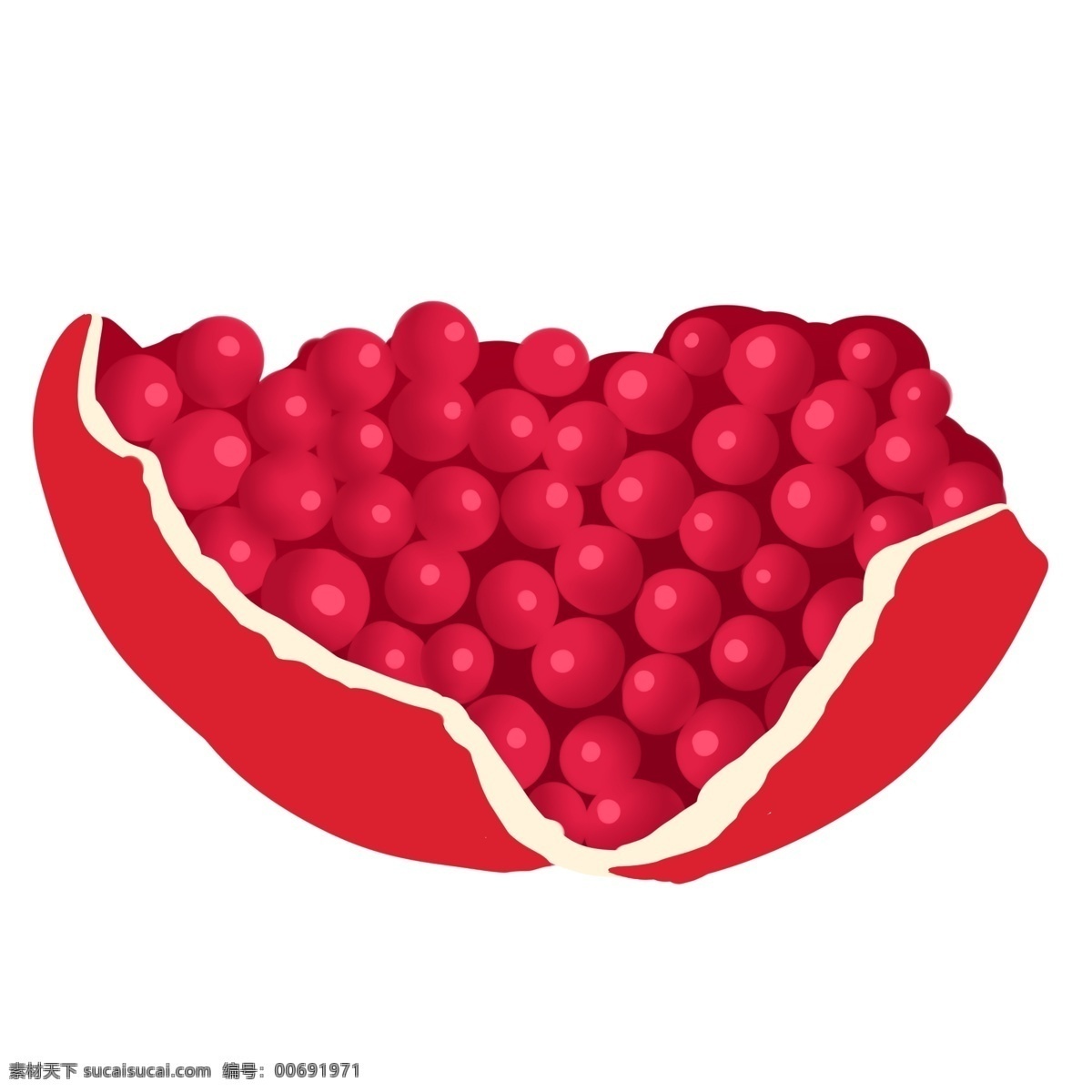 红色 新鲜 石榴 果肉 红色的石榴 新鲜的石榴 石榴插画 水果 营养 健康 切开的石榴 手绘的石榴