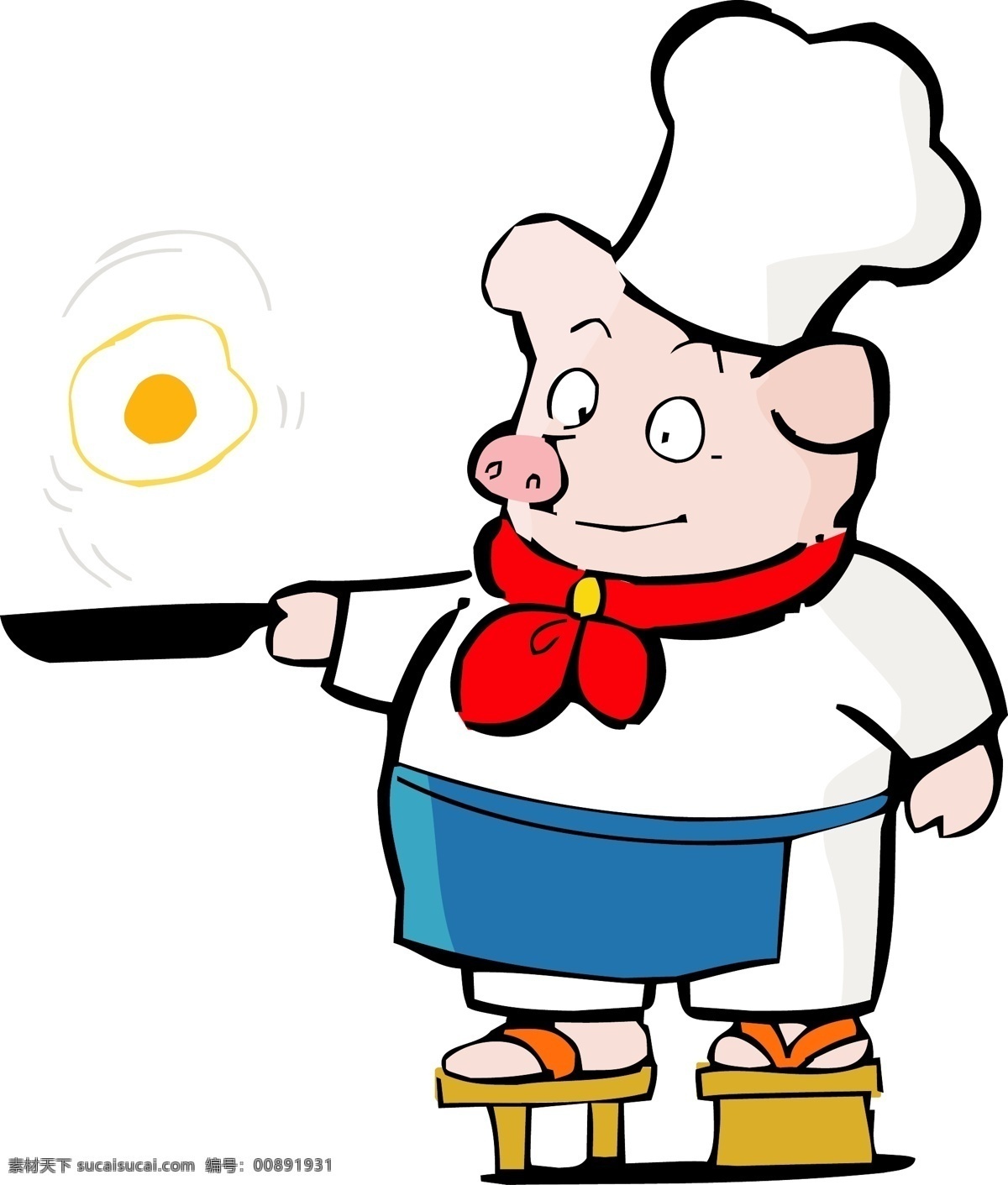 卡通 生肖 猪年 可爱 小 猪 厨师 矢量图 免费 插画 花朵 其他矢量图