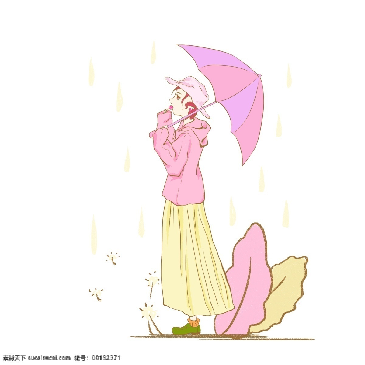 打伞 女孩 下雨 天马 卡龙 色 可爱 马克龙色 小女孩 粉嫩 打伞的人