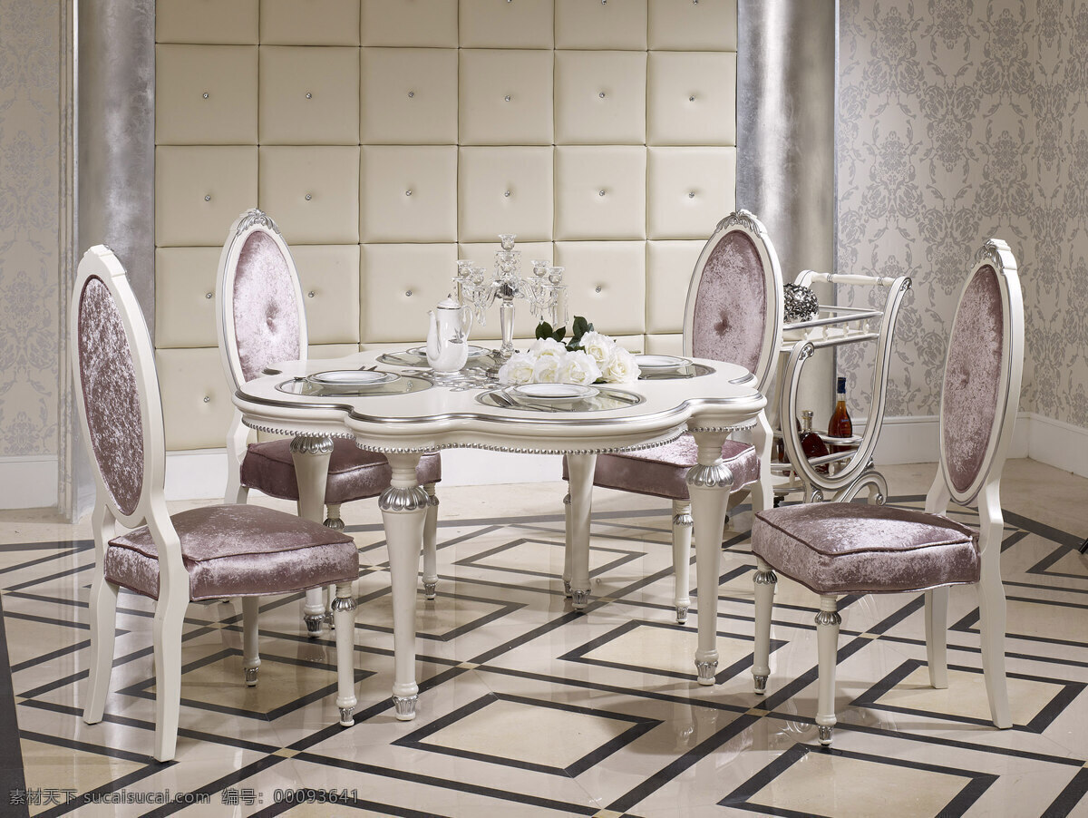 餐厅 粉色 家居生活 酒杯 欧式餐桌 软包 生活百科 欧式 餐桌 欧式餐桌图片 椅子 餐车 饰品 装饰素材