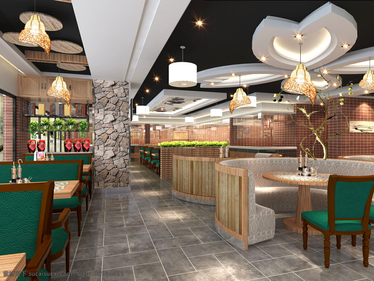 中式 餐饮 装修 效果 3d设计 餐厅 软装 室内模型 效果图 3d模型素材 室内场景模型