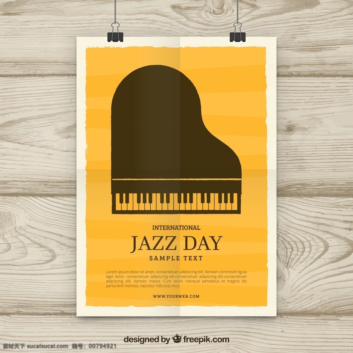 创意 国际 爵士乐 日 钢琴 海报 夹子 木板 音乐 国际爵士乐日