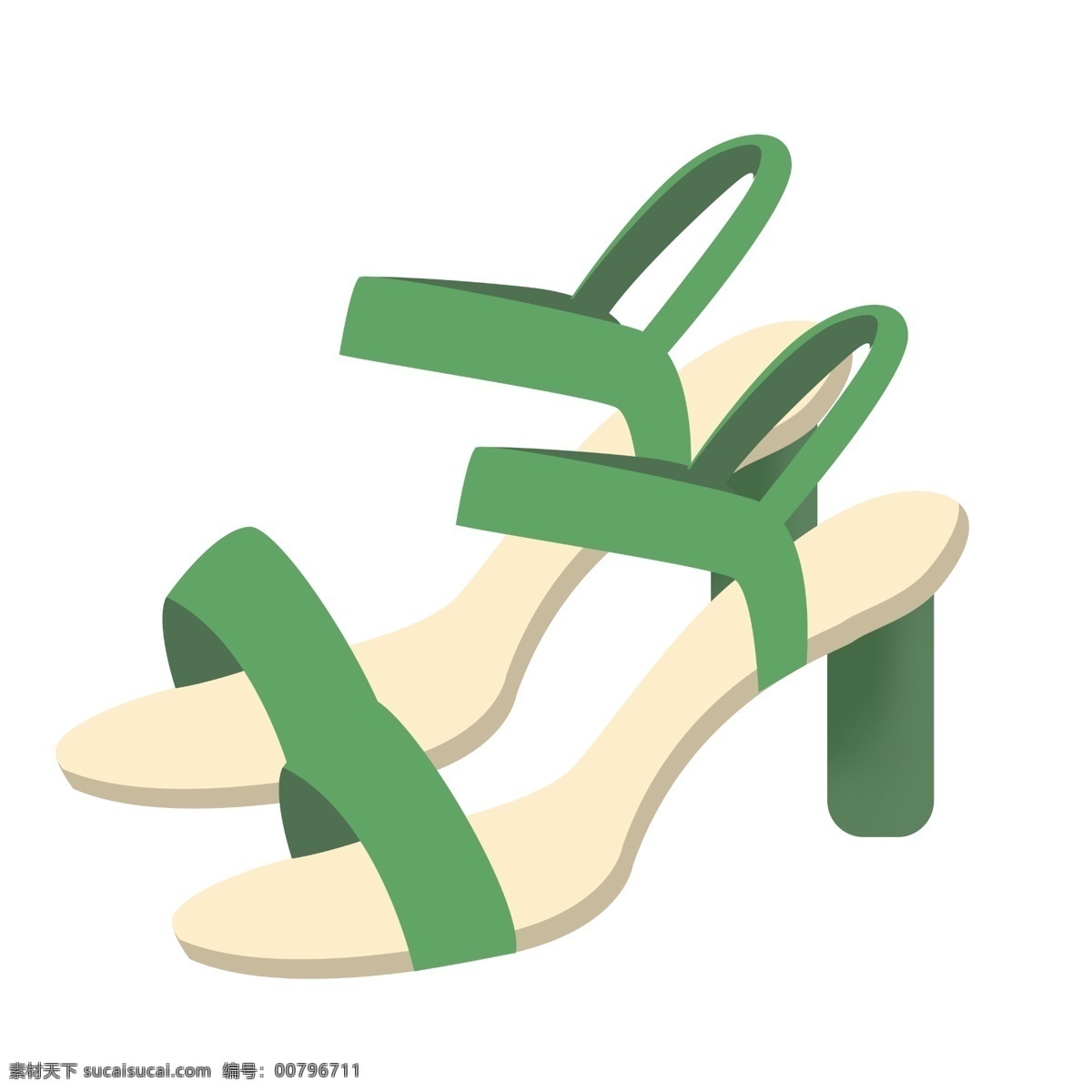 绿色创意凉鞋 绿色 高跟鞋