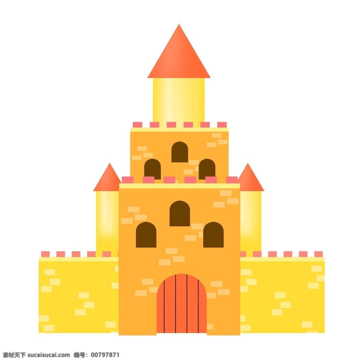 黄色 城堡 建筑 插画 黄色的建筑 卡通插画 建筑插画 城堡插画 异域风情 城堡建筑 黄色的城堡