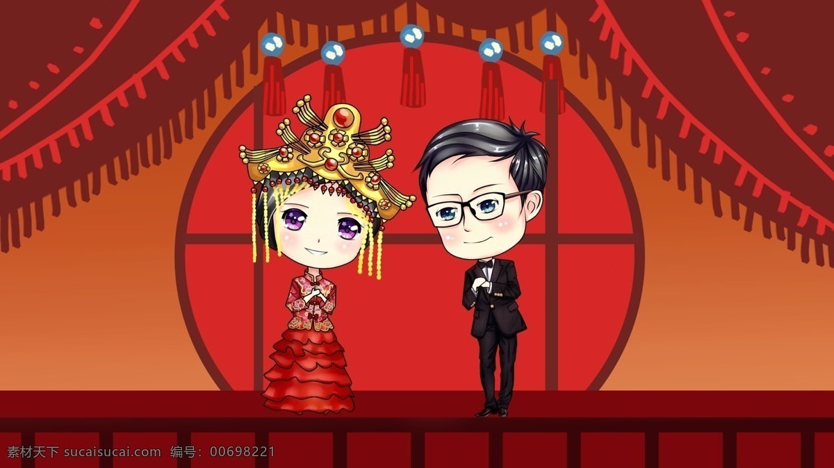 中式 婚礼 礼服 新人 迎宾 情侣 结婚 中式婚礼 请帖 恋人