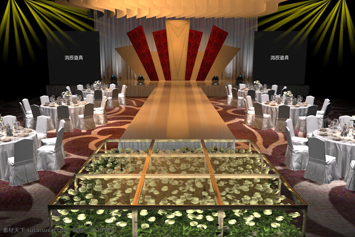 婚礼舞台设计 婚礼舞台 婚庆道具 圆形舞台 婚礼t台 玻璃舞台 婚礼效果图 婚礼设计 3d设计 3d作品