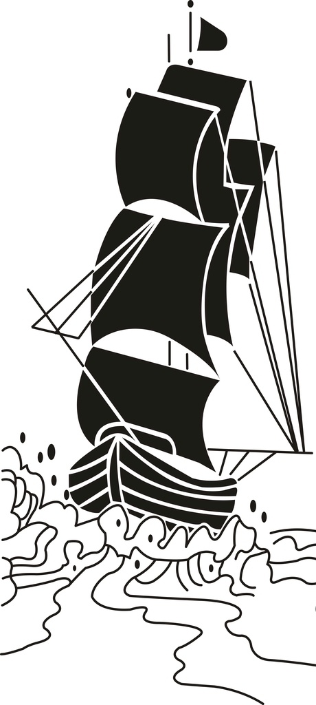 矢量帆船 免抠素材 船 航行 黑色帆船 印花素材