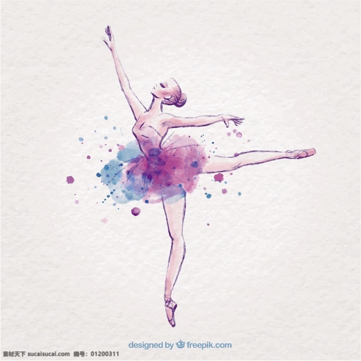 泼墨 芭蕾舞 女演员 水彩 手 手绘 飞溅 舞蹈 艺术 紫色 墨水 绘画 艺术家 舞蹈家 芭蕾舞演员 移动 运动 粗略
