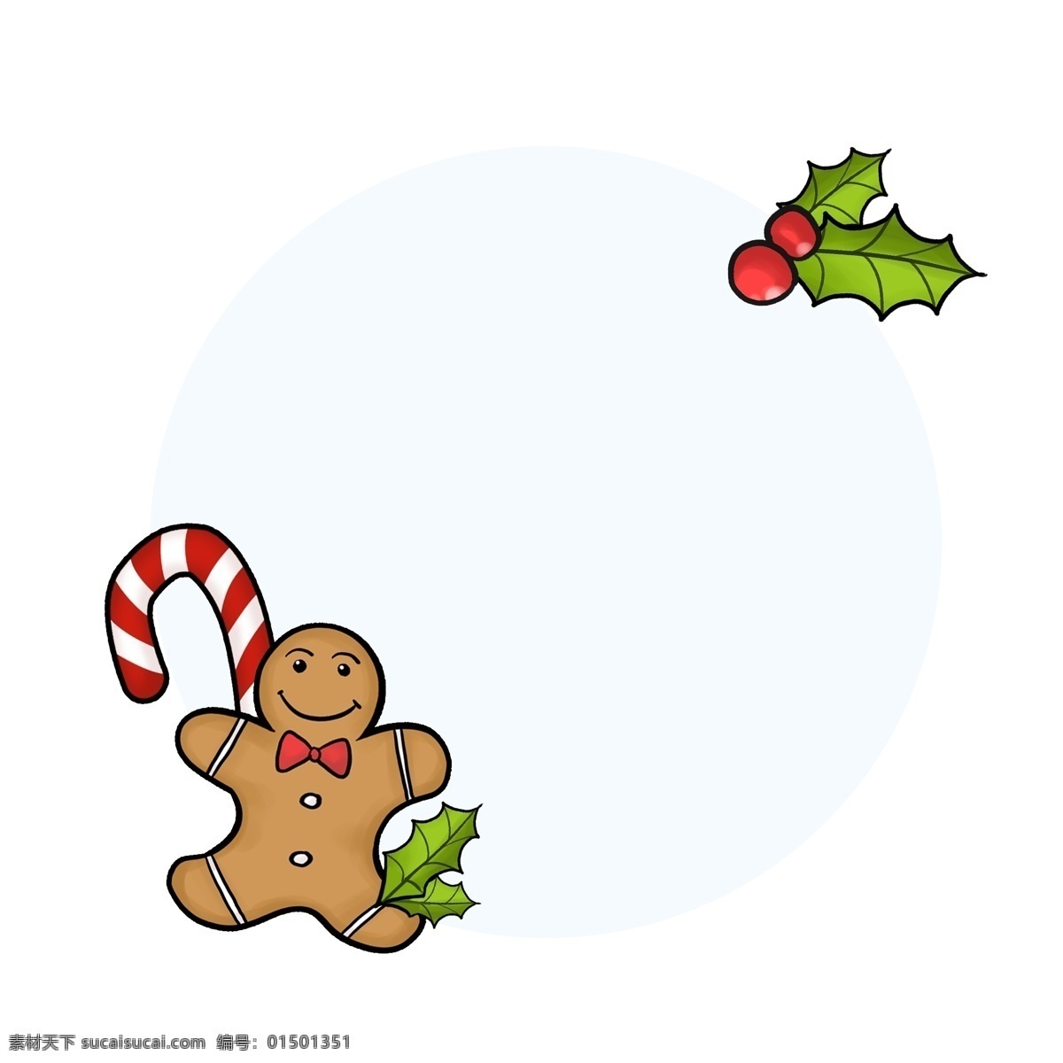 姜饼 圣诞 相框 插画 圣诞相框 姜饼相框 拐杖相框 绿色果实相框 白色 圆形 插图