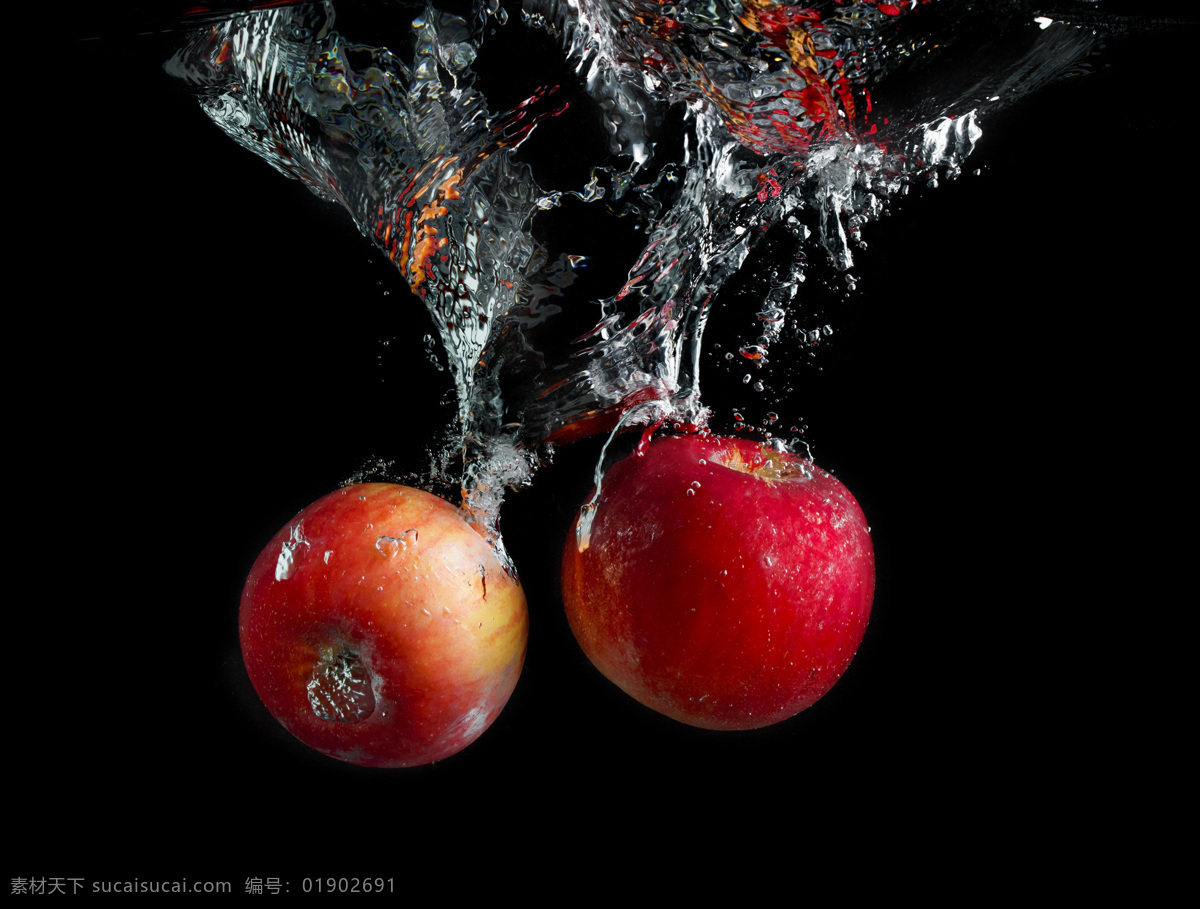 水花 红苹果 水 水纹 水果 苹果图片 餐饮美食