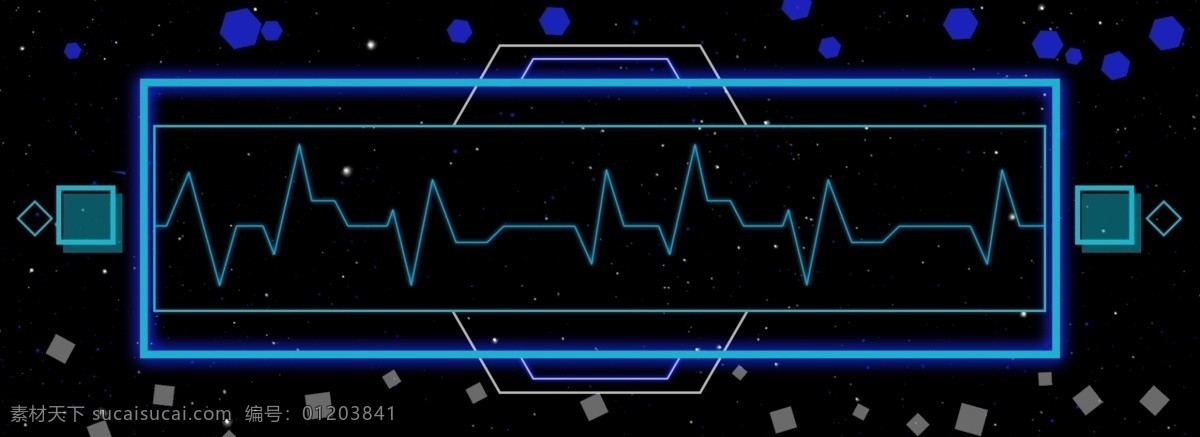 原创 科技 智能 线型 背景 光效 蓝色 几何 方形 电波