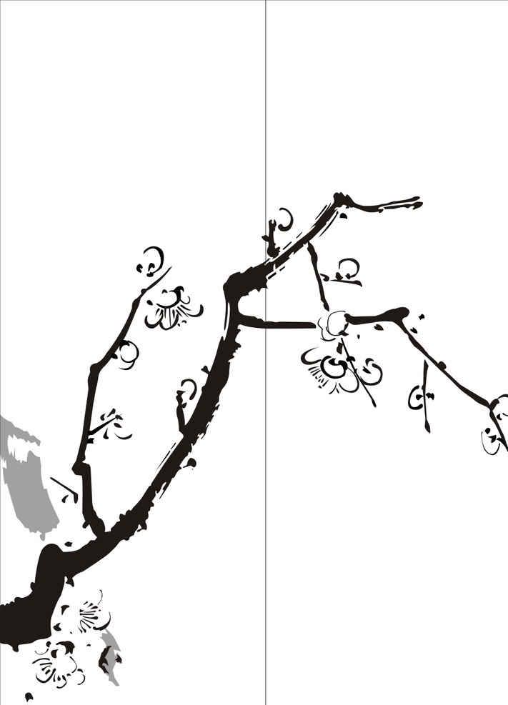 水墨树 水墨画 树枝 移门 玻璃门 移门图案