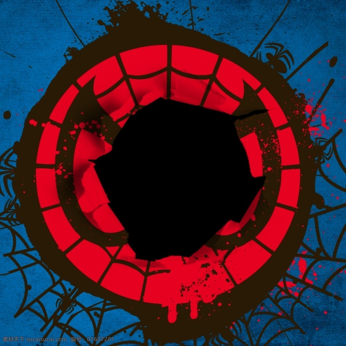 复古 蜘蛛网 黑色 蓝色 红色 淘宝界面设计 淘宝装修模板