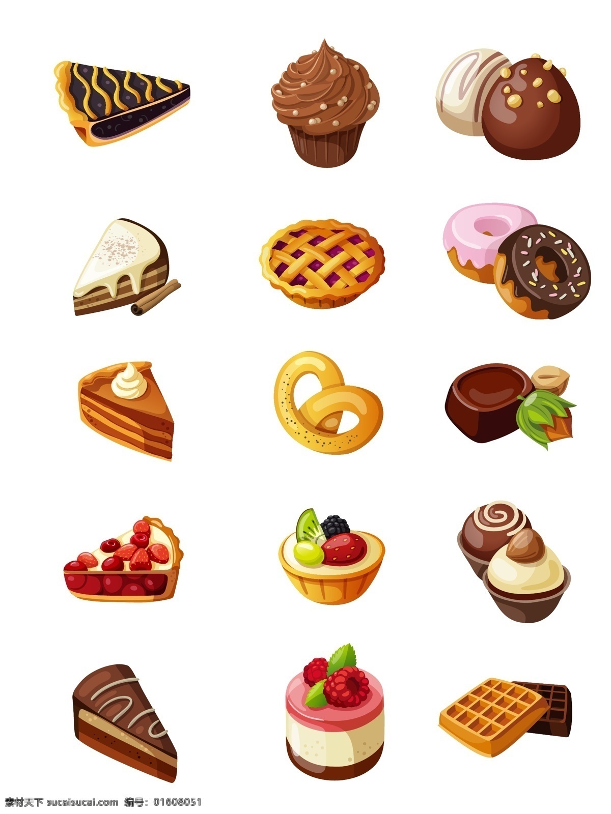 手绘 食物 巧克力 草莓 蓝莓 糖霜 杯子蛋糕 元素 海报素材 蛋糕组合 装饰图案 素材图