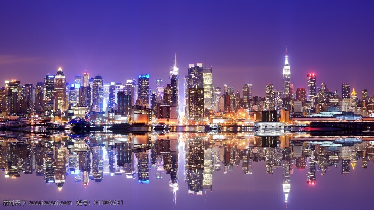 海滨城市夜景 城市夜景 城市倒影 繁华都市 海滨城市风景 美丽城市风景 城市风光 环境家居 蓝色